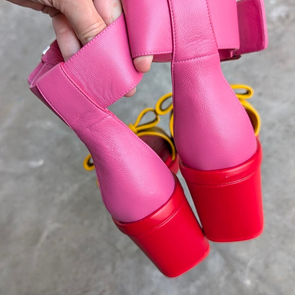 Comme des Garcons Pink/Red/Yellow Bow Heeled Sandals, size 39 - Picture 5 of 7
